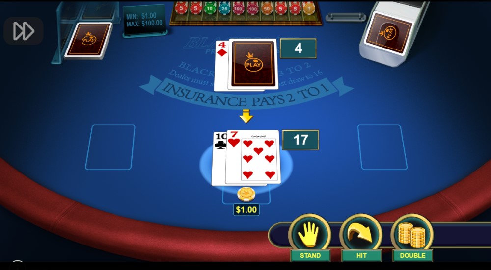 captura de pantalla de una mano de blackjack