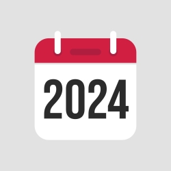 Un icono de calendario que indica el año 2024.