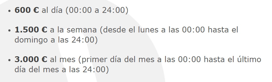 Especificaciones de los límites de depósito en España